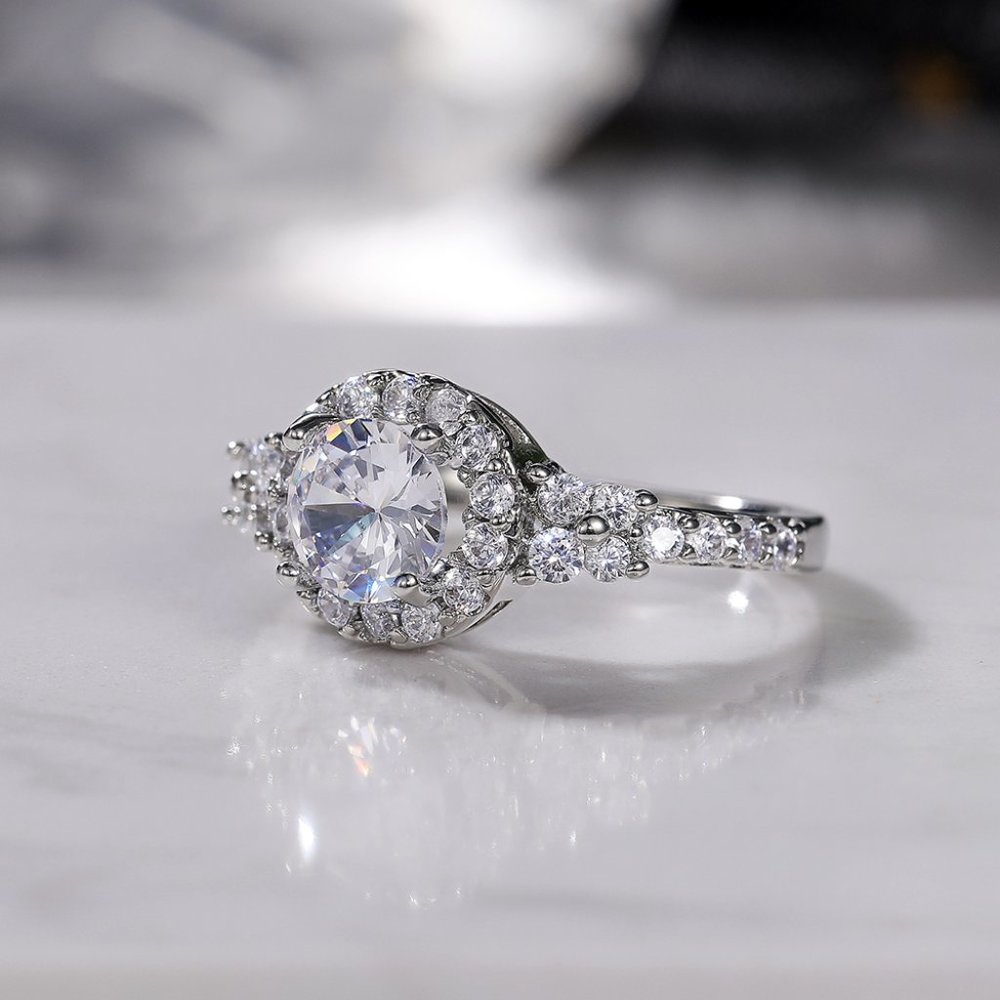 Classic Engagement Anillos Pure CZ Wedding Beautiful Ring for Women, L101 - Picture 5 of 7